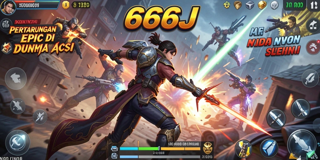Screenshot gameplay 666J menunjukkan laga seru antara karakter.