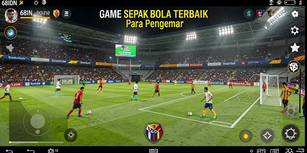 Tangkapan layar gameplay 68IDN menampilkan aksi sepak bola mendebarkan.
