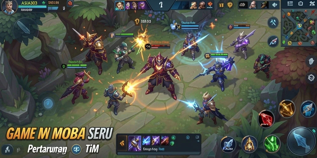Screenshot utama ASIA303 menampilkan pertarungan sengit antar pemain.