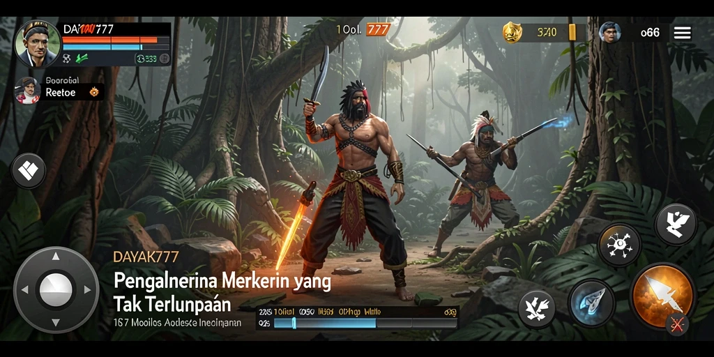 Tampilan gameplay DAYAK777 dengan suasana menakutkan dan karakter menyeramkan.