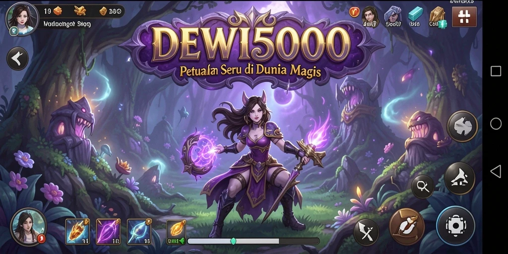 Gameplay DEWI5000 menampilkan petualangan seru di dunia magis.