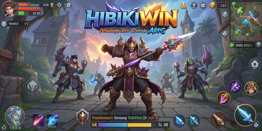 Tangkapan layar <strong>HIBIKIWIN</strong> menunjukkan aksi pertempuran seru dan grafis yang menawan.