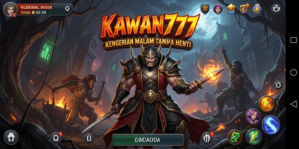 Gameplay KAWAN777 dengan suasana menyeramkan dan efek horor.