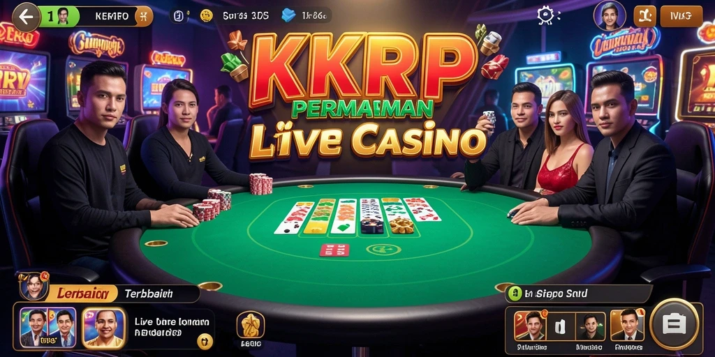 Screenshot gameplay KKRP menampilkan dealer dan pemain dalam suasana Live Casino.