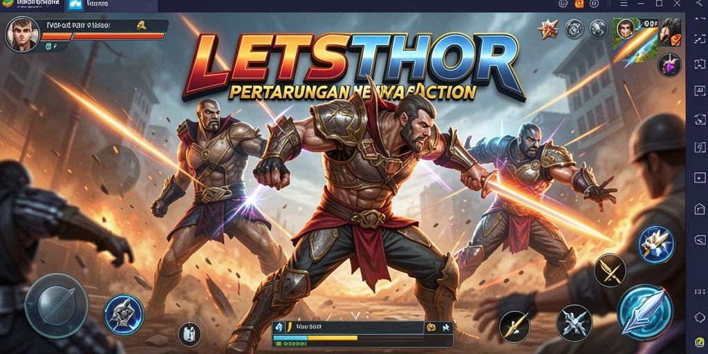 Tampilan aksi menegangkan dalam LETSTHOR saat karakter bertarung.