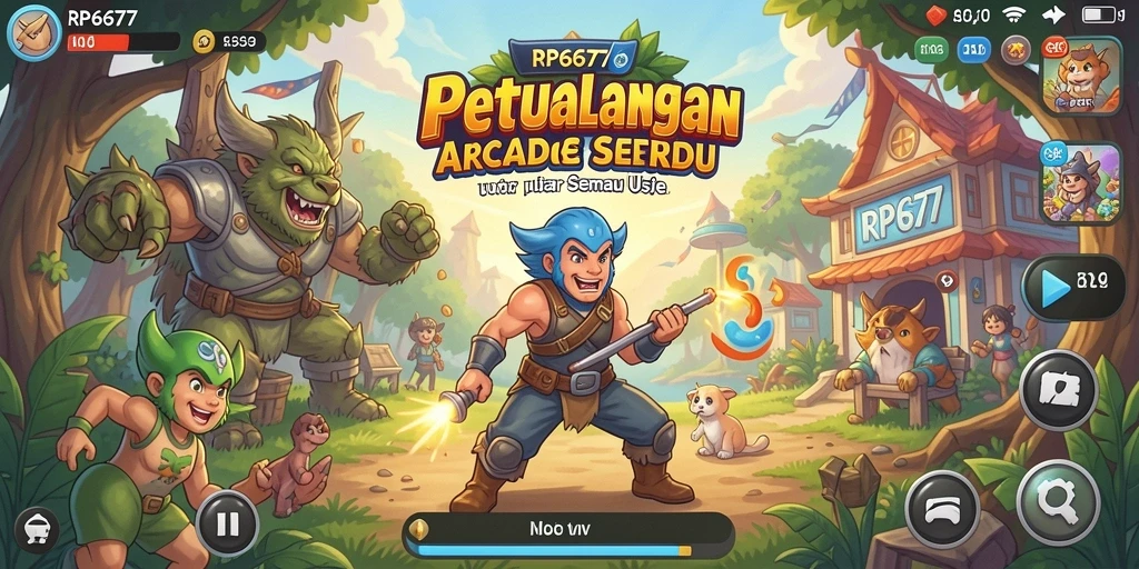 Screenshot utama RP6677 menunjukkan keseruan gameplay Arcade yang mengasyikkan.